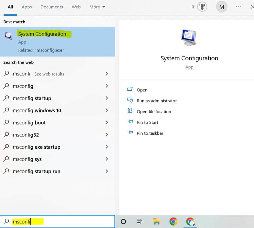 Searching for system configuration