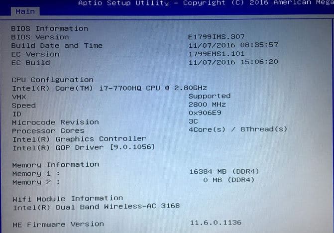 CPU generation info in BIOS
