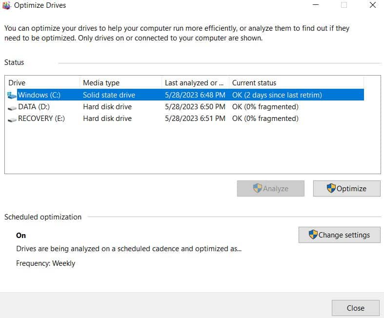 Defrag hard drive for Windows or driver error 